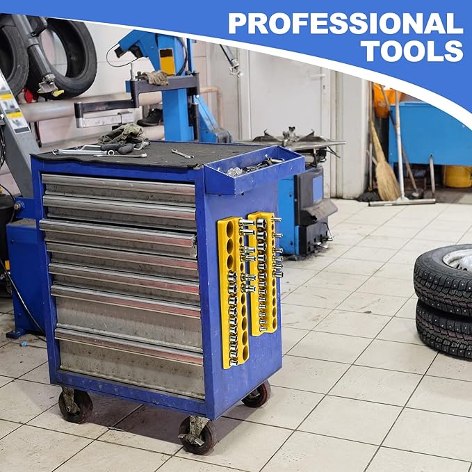 12 Pcs Magnetic Socket Organizer Set Compatible with SAE and Metric Magnetic Holders 1/4'', 3/8'', 1/2'' Drive Socket Trays Hold 286 Standard and Deep Size, No Sockets(Colors B)