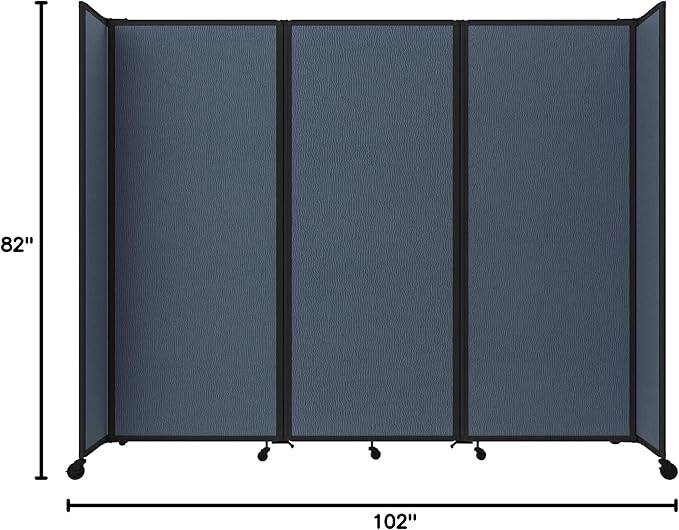 Versare Room Divider 360 Portable Wall Partition | Folding Panels | Large Freestanding Divider | Locking Wheels | Temporary Room Separator