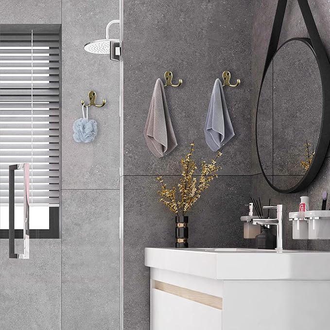 IBosins 10 Pack Heavy Duty Double Prong Coat Hooks Wall Mounted with 20 Screws Retro Double Hooks Utility Hooks for Coat, Scarf, Bag, Towel, Key, Cap, Cup, Hat