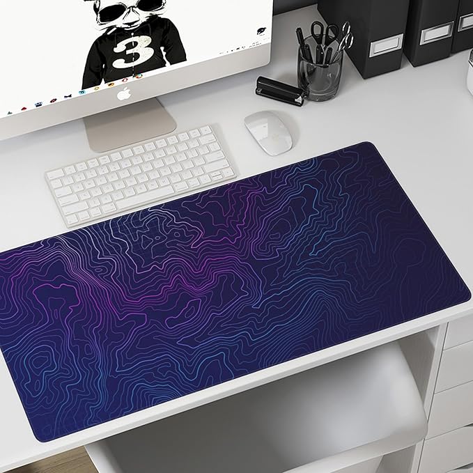 Gaming Mouse Mat Abstract Topography Large Mouse Pad Extended Mouse Pad Desk Mat Non-Slip Rubber Base Mice Pad Desk Pad for Office Game Home 35.4x15.75 in