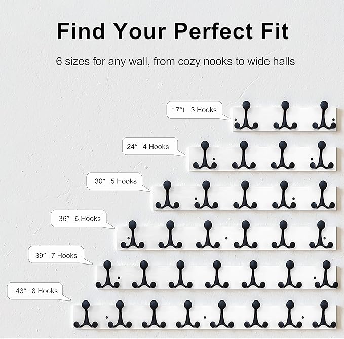 SKOLOO 17-Inch Wood Coat Rack Wall Mount with 3 Triple Hooks - Ideal for Family Entrances, Classrooms, and Pet Supplies Storage - Perfect Coat Hooks for Wall,Distressed White Wash, Pack of 2