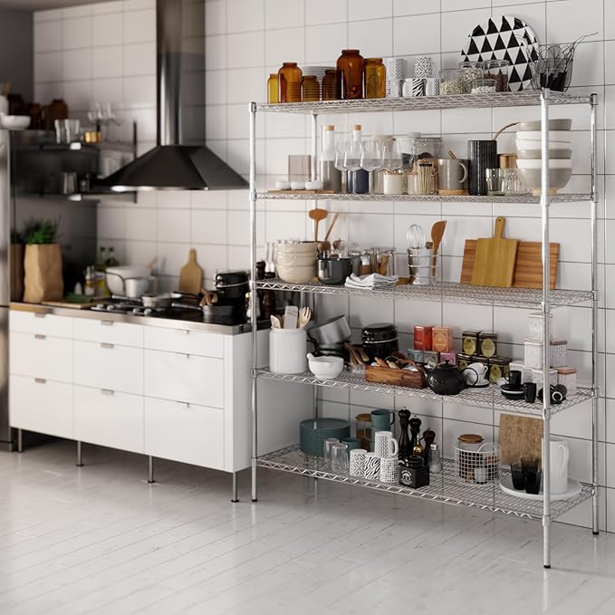 21" Deep x 60" Wide x 74" Height Wire Shelving Kit | 5-Tier | NSF Commercial Storage Rack Unit