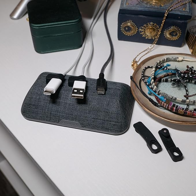 Smartish® Magnetic Cord Holder - Bigger Cable Wrangler Stocking Stuffer Organizer with Magnet Clips for Charger Management on Desktop, Nightstand - Holds 6+ Cables - Lightly Toasted Beige