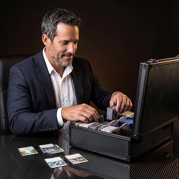 Premium Trading Card Storage Box Holds 3750 Cards with Adjustable Dividers and Durable Acid-Free Plastic, Ideal for MTG, TCG, Sports Cards