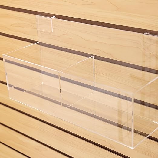 SSWBasics Clear Acrylic Double Display Bin - 14"L x 4-1/2"W x 4-1/2"D - For Slatwall or Wire Grid