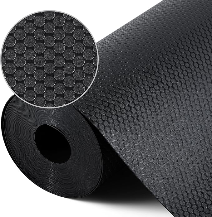 Shelf Liners for Kitchen Cabinets Non Adhesive Drawer Liner for Bathroom Waterproof Refrigerator Liners for Shelves Fridge Plastic Mats Cabinet Cupboard Liner Black 11.8 x 59 Inches