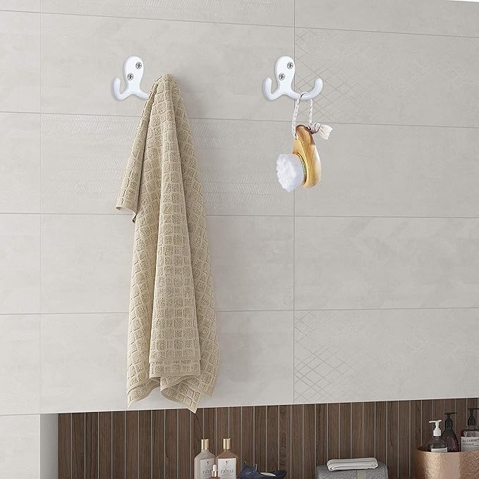 IBosins 20 Pack Heavy Duty Coat Hooks Wall Mounted with 40 Screws Wall Hooks Retro Double Prong Hooks Utility Hooks for Coat, Scarf, Bag, Towel, Key, Cap, Cup, Hat