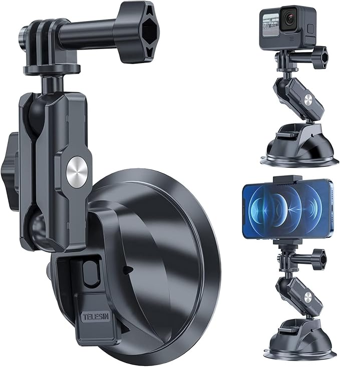 TELESIN Suction Cup Car Mount with Phone Holder
