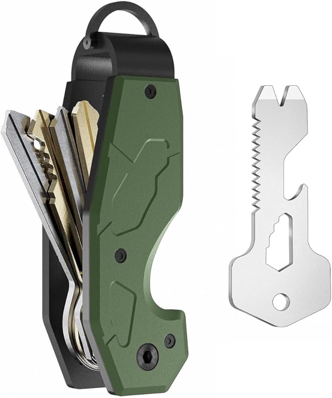 Zeeker Compact Key Organizer Keychain with Built-in Tools (Green)