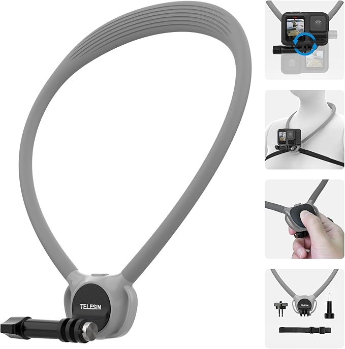 TELESIN Neck Mount SE 2.0 with Air Cushion for hands-free POV vlogging