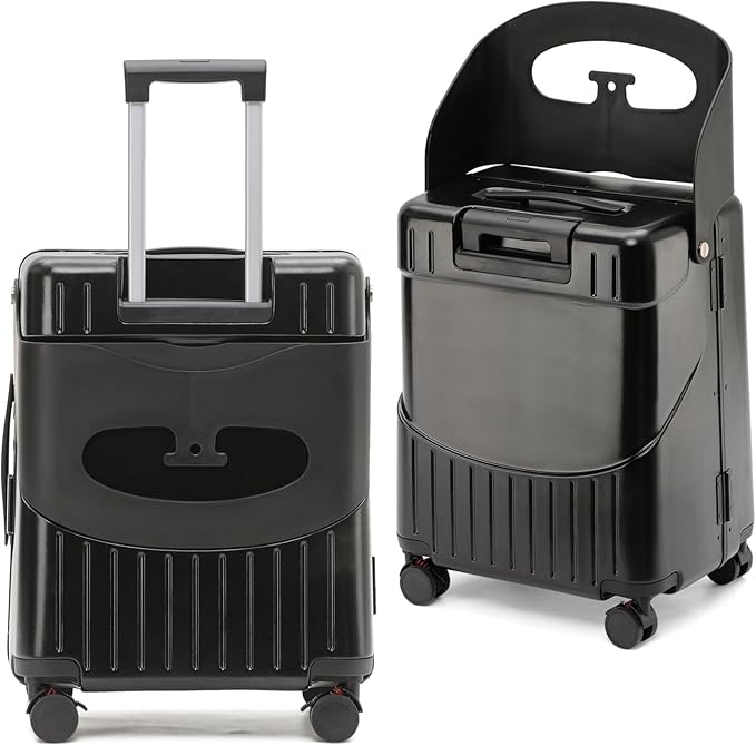 20-Inch Ride-On Suitcase for Kids & Adults with 360° Wheels and Built-In Seat