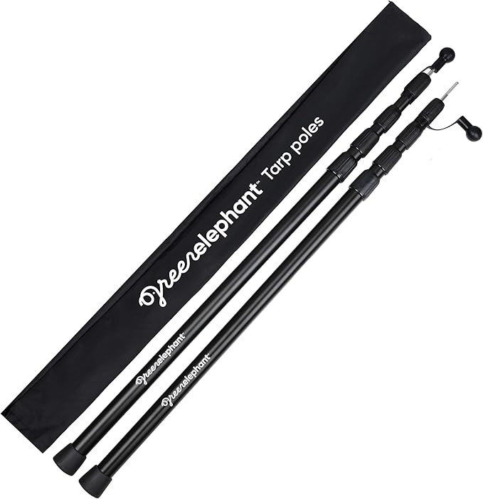 Green Elephant Camping Tarp Poles - Adjustable Aluminum Telescoping Tarp Poles