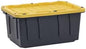17 Gallon Storage Bin Heavy Duty Stackable Storage Tote with Snap Lid Durable Black Plastic Bin with Lockable Lid, Tie-Down Grooves Made in The USA