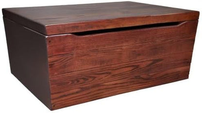 Amish Made Wooden Storage Chest Trunk Box with Lid and Handles for Bedroolanket, Clothes, Anti-Slam Hinges, Handmade, Rustic, Oak Wood, Cherry Stain, 30"