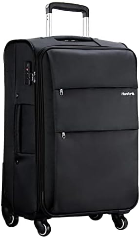 Hanke 28 Inch Luggage with Spinner Wheels Expandable Large Suitcase with Wheels Softside Check in Luggage Rolling Suitcase with Lock Lightweight Travel Luggage for Men and Women.(Dark Gray)