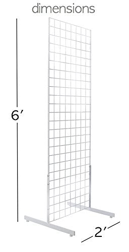 Only Hangers 2' x 6' Gridwall Panel Tower with T-Base Floorstanding Display Kit, 3-Pack White …