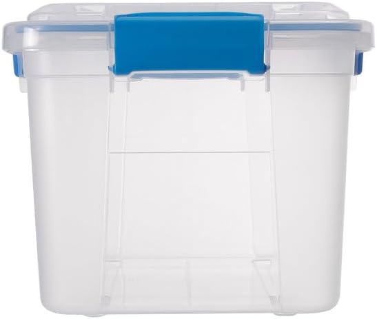 (6-PACK) 4.7-Gallon Large-Capacity Plastic with Lid Storage Box, Equipped with 4 Snap Fasteners.