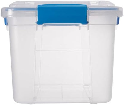 (6-PACK) 4.7-Gallon Large-Capacity Plastic with Lid Storage Box, Equipped with 4 Snap Fasteners.