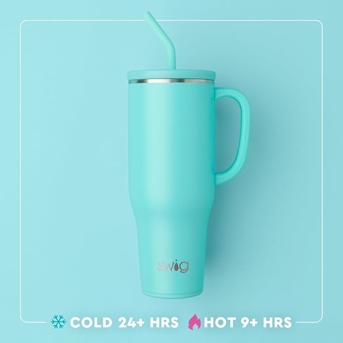 Swig Life 40oz Mega Mug, 40oz Tumbler with Handle and Straw, Extra Large Insulated Tumblers, Cup Holder Friendly Travel Mug (New Jersey)