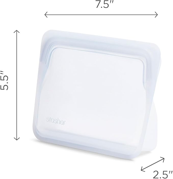 Stasher Premium Silicone Reusable Food Storage Stand-Up Mini Bag, Pink, Microwave, Sous Vide, Dishwasher, Oven and Freezer Safe, BPA Free, Leak-free, Eco-friendly, 28 Oz