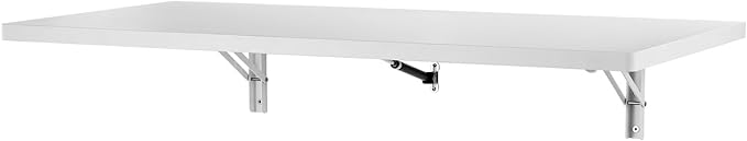 VEVOR Wall Mounted Folding Table, 39.4 x 19.7 inches Wall Mount Table, Floating Desk with Iron Bracket for Small Spaces, Home Office, Dining, Laundry Room, Kitchen, Bar, White