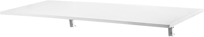 VEVOR Wall Mounted Folding Table, 43.3 x 18 inches Wall Mount Table, Floating Desk with Iron Bracket, Fold Down Desk for Small Spaces, Home Office, Dining, Laundry Room, Kitchen, Bar, White