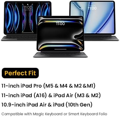 tomtoc 360° Protective Tablet Sleeve for iPad Pro 11-inch (M5/M4/4th/3rd/2nd/1st Gen) 2025, iPad Air 11-inch (M3/M2) with Magic Keyboard/Smart Keyboard Folio, 11 iPad, Water-Resistant Tablet Case