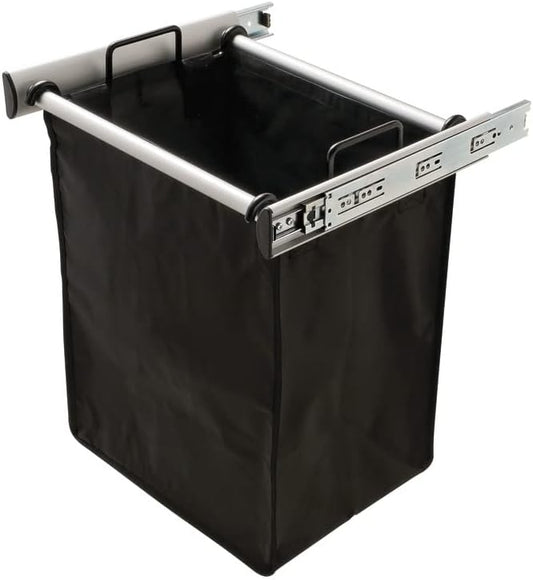 TAG Hardware Full Extension Pullout Laundry Hamper with Removable Bag(s) Matt Aluminum (18" Width - 1 removable large bag)