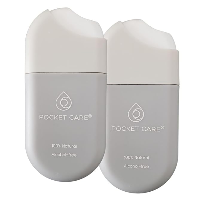 POCKET CARE | 2 Pack Unscented Hand Moisturizing cleanser Spray .50 Fl OZ each bottle - natural moisturizing | Organic | Travel Size - Travel Accessories