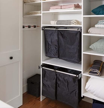 TAG Hardware Full Extension Pullout Laundry Hamper with Removable Bag(s) Matt Aluminum (18" Width - 1 removable large bag)