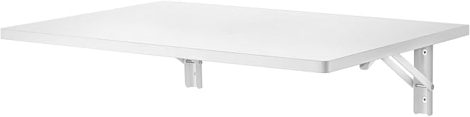 VEVOR Wall Mounted Folding Table, 23.6 x 15.7 inches Wall Mount Table, Floating Desk with Iron Bracket for Small Spaces, Home Office, Dining, Laundry Room, Kitchen, Bar, White