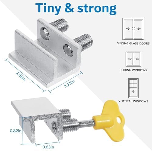 Sliding Window Locks,for Horizontal Sliding Windows,Window Security Lock with Key,Adjustable Aluminum Easv to Install Window Stopper,Window Locks for Up and Down Windows (6 Sets Silver)