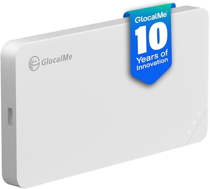 GlocalMe U3 4G LTE Mobile Hotspot, Portable WiFi Hotspot for Travel in 200+ Countries, No SIM Card Needed, Smart Local Network Auto-Selection with Global 1GB Data 30 Days, Pocket WiFi (U3 White)
