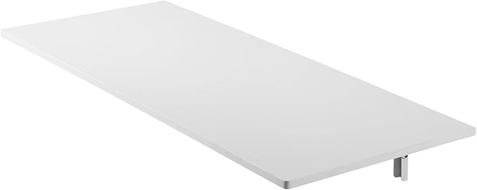 VEVOR Wall Mounted Folding Table, 43.3 x 18 inches Wall Mount Table, Floating Desk with Iron Bracket, Fold Down Desk for Small Spaces, Home Office, Dining, Laundry Room, Kitchen, Bar, White