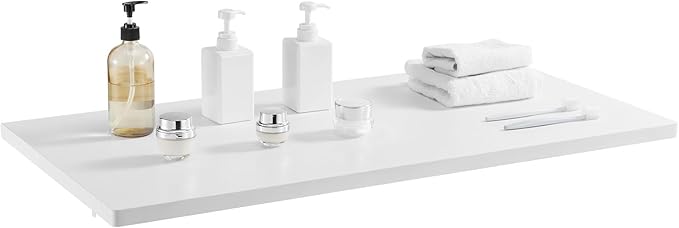 VEVOR Wall Mounted Folding Table, 39.4 x 19.7 inches Wall Mount Table, Floating Desk with Iron Bracket for Small Spaces, Home Office, Dining, Laundry Room, Kitchen, Bar, White