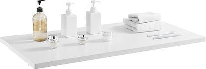 VEVOR Wall Mounted Folding Table, 39.4 x 19.7 inches Wall Mount Table, Floating Desk with Iron Bracket for Small Spaces, Home Office, Dining, Laundry Room, Kitchen, Bar, White