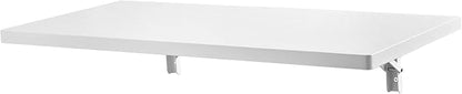 VEVOR Wall Mounted Folding Table, 31.5 x 15.7 inches Wall Mount Table, Floating Desk with Iron Bracket for Small Spaces, Home Office, Dining, Laundry Room, Kitchen, Bar, White