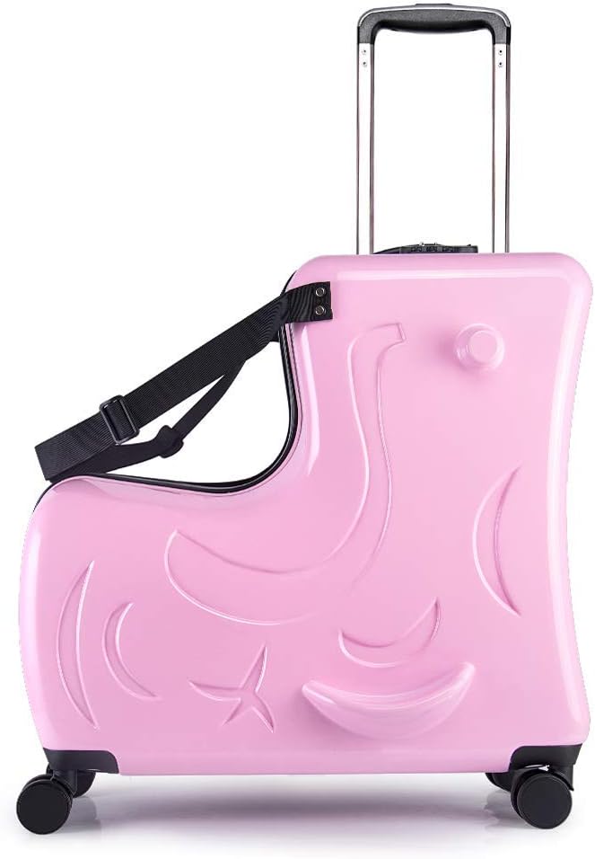 N-A Kids Ride On Suitcase with Wheels, Scooter Luggage for Toddlers Travel, Durable Children's Suitcase for Boys & Girls Ages 2-15 Years