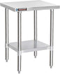 DuraSteel 30x18 Stainless Steel Work Table - NSF Commercial Prep Metal Table - Outdoor Pizza Oven Stand w/Under Shelf - Kitchen Island Laundry Utility Garage Microwave Stand Large Rolling Storage Cart