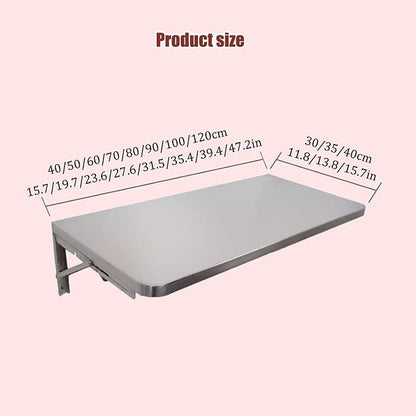 304 Stainless Steel Folding Wall Shelf Wall Mount Kitchen Storage Shelves Rounded Corners Food-grade Folding Table Thickened Bracket for Laundry Room Garage Restaurant.(100x30cm/39.4x11.8in)