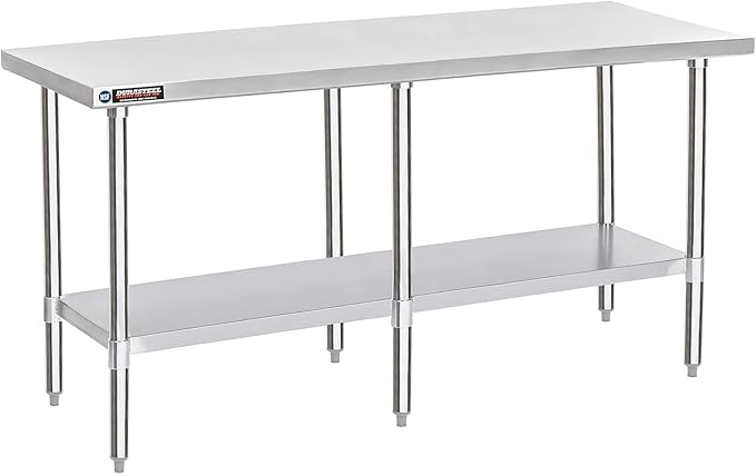 DuraSteel 24x84 Stainless Steel Work Table - NSF Commercial Prep Metal Table - Outdoor Pizza Oven Stand w/Under Shelf - Kitchen Island Laundry Utility Garage Microwave Stand Large Rolling Storage Cart
