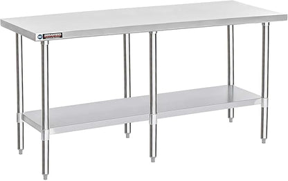 DuraSteel 24x84 Stainless Steel Work Table - NSF Commercial Prep Metal Table - Outdoor Pizza Oven Stand w/Under Shelf - Kitchen Island Laundry Utility Garage Microwave Stand Large Rolling Storage Cart