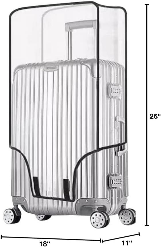 Tangaburu Clear Suitcase Cover - 20 24 26 28 30 Inch Waterproof PVC Suitcase Cover - Transparent Travel Suitcase Wrap - Protective Cover Case for Wheeled Luggage (28-Inch)