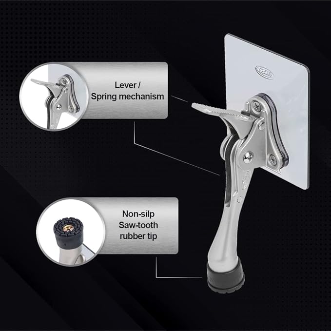 One-Touch Doorstop Adhesive Bracket (Black, 4inch x 2pack)