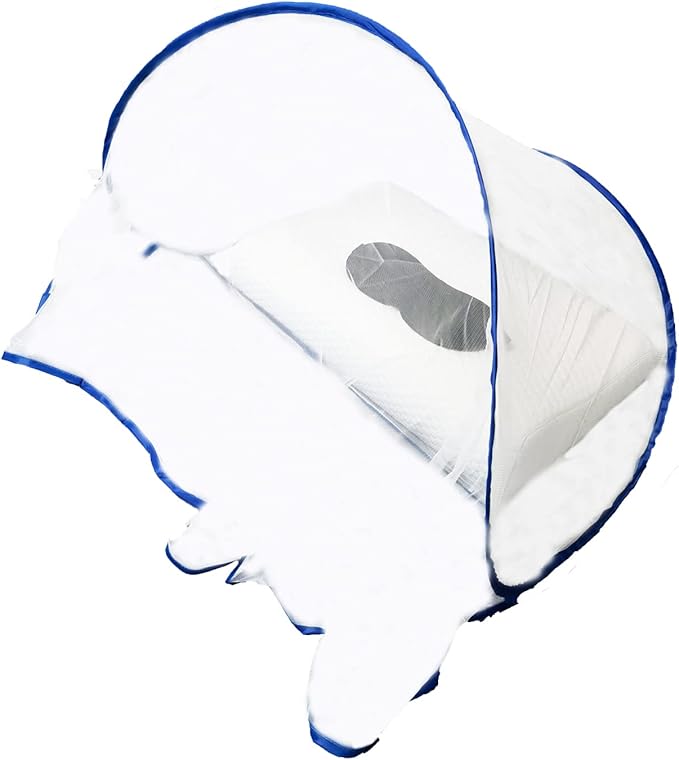 CMINGJ Portable Mosquito Head Net Foldable Pop-Up Travel Essentials Mosquito Net for Bed Free Installation-Large Size Suitable for Bedroom, Camping, nap (Large)
