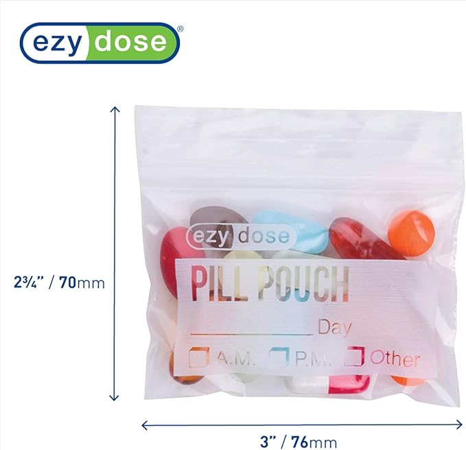 Ezy Dose Pill Packs | Pill and Vitamin Organizer Pouches | 100 Count | Disposable (Pack of 2)