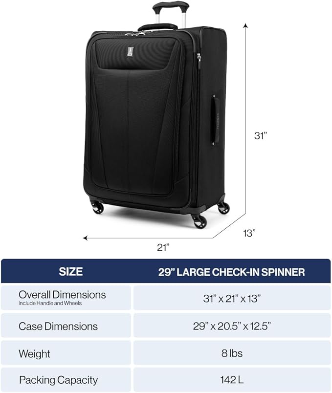 Travelpro Maxlite 5 Softside Expandable Checked Luggage with 4 Spinner Wheels, Lightweight Suitcase, Men and Women, Dusty Rose Pink, Checked Large 29-Inch