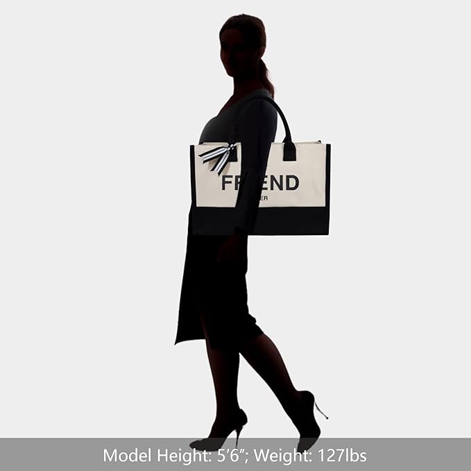 TOPDesign Embroidery Canvas Tote Bag for Women, Friendship Gifts for Best Friend, Sister, Friend Appreciation Birthday Gifts, Personalized Present Bag for Beach, Holiday