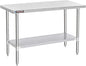 DuraSteel 24x60 Stainless Steel Work Table - NSF Commercial Prep Metal Table - Outdoor Pizza Oven Stand w/Under Shelf - Kitchen Island Laundry Utility Garage Microwave Stand Large Rolling Storage Cart
