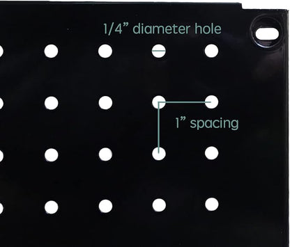 Metal Pegboard 12-Inch Tall x 16-Inch Wide Heavy Duty Wall Organizer for Home Garage Tool Storage 4pcs Black